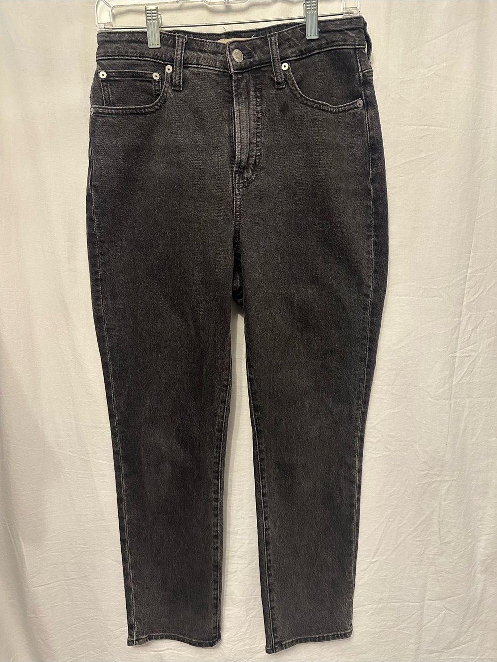 Madewell Curvy Perfect Vintage Jeans 26 High Rise Black Straight Leg 27” Inseam